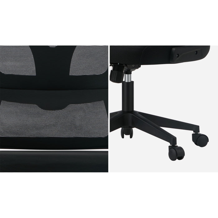 Mesh Office Chair Adjustable Lumbar Support Reclining D-Shape Black