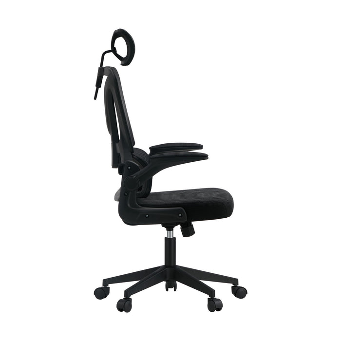 Mesh Office Chair Adjustable Lumbar Support Reclining D-Shape Black