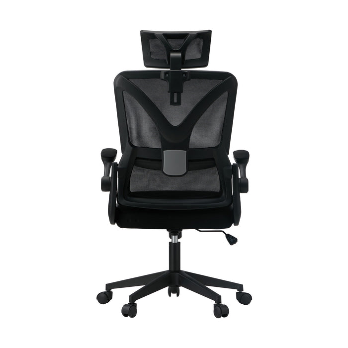 Mesh Office Chair Adjustable Lumbar Support Reclining D-Shape Black