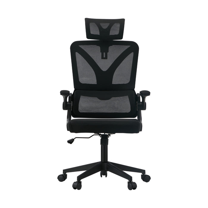 Mesh Office Chair Adjustable Lumbar Support Reclining D-Shape Black