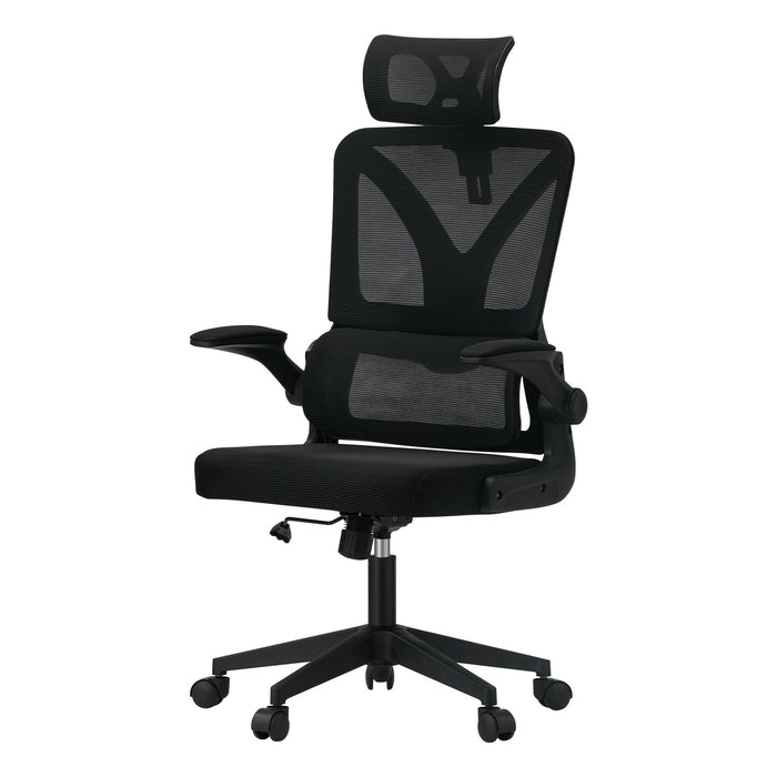 Mesh Office Chair Adjustable Lumbar Support Reclining D-Shape Black