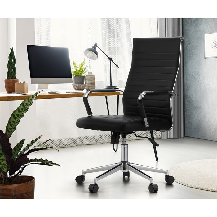 Office Chair Executive Swivel Desk Chair High Back Leather Black