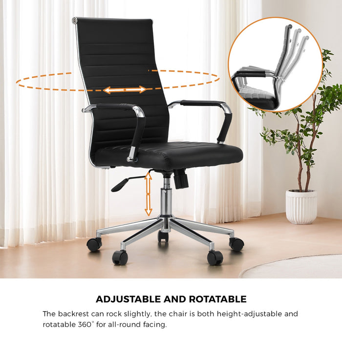 Office Chair Executive Swivel Desk Chair High Back Leather Black