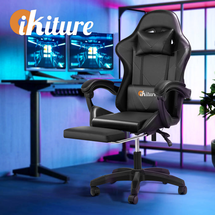 Gaming Chair Massage Racing Recliner Office Pu Leather With Footrest