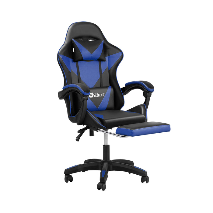 Gaming Chair Massage Racing Recliner Office Pu Leather With Footrest