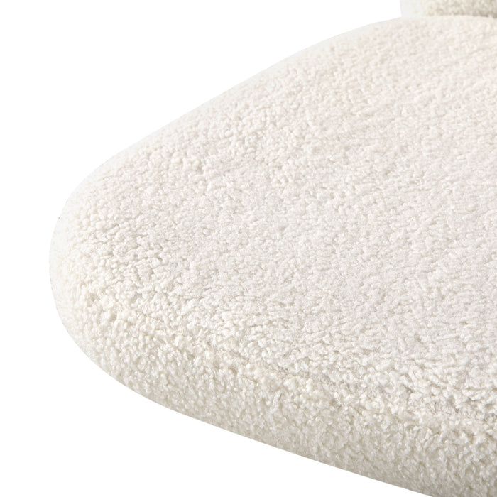 High Back Armless Home Office Chair Boucle White & Silver