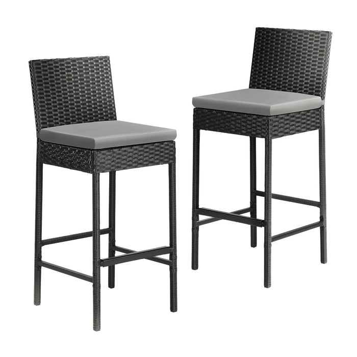 2 Pack Outdoor Dining Chairs Wicker Patio Set Black
