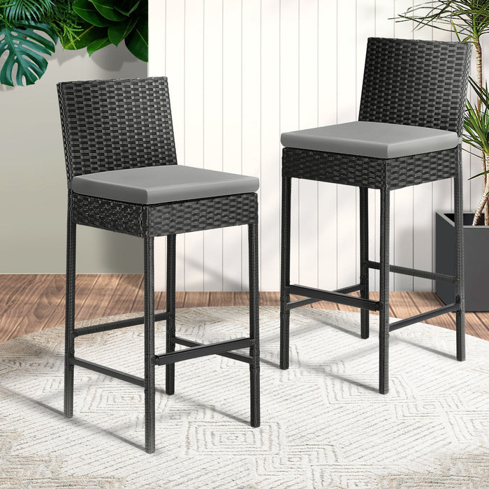 2 Pack Outdoor Dining Chairs Wicker Patio Set Black