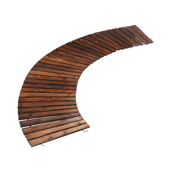 Garden Wooden Pathway 8Ft Roll-Out Curved Wood Walkway Backyard Outdoor