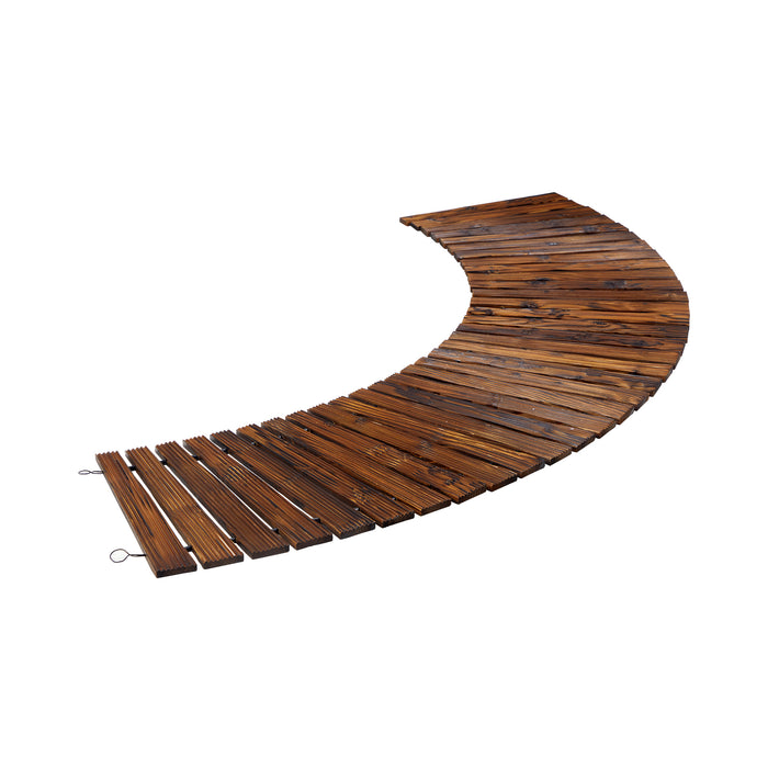Garden Wooden Pathway 8Ft Roll-Out Curved Wood Walkway Backyard Outdoor