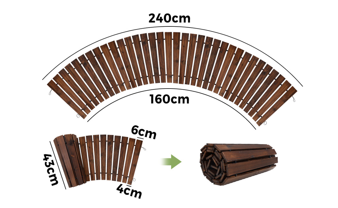 Garden Wooden Pathway 8Ft Roll-Out Curved Wood Walkway Backyard Outdoor
