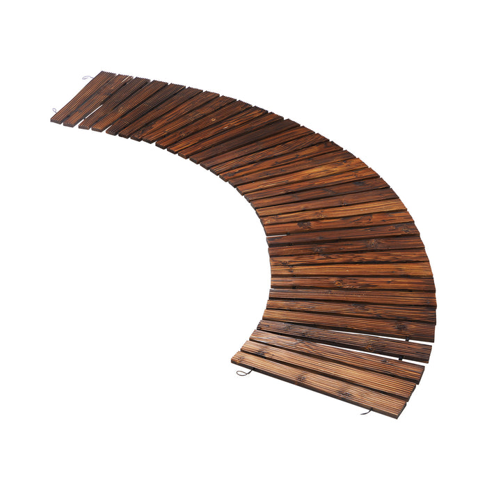 Garden Wooden Pathway 8Ft Roll-Out Curved Wood Walkway Backyard Outdoor