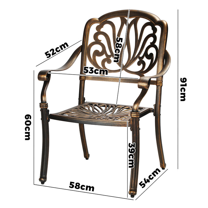 Outdoor Dining Chairs Cast Aluminium Patio Garden Furniture Set Of 2