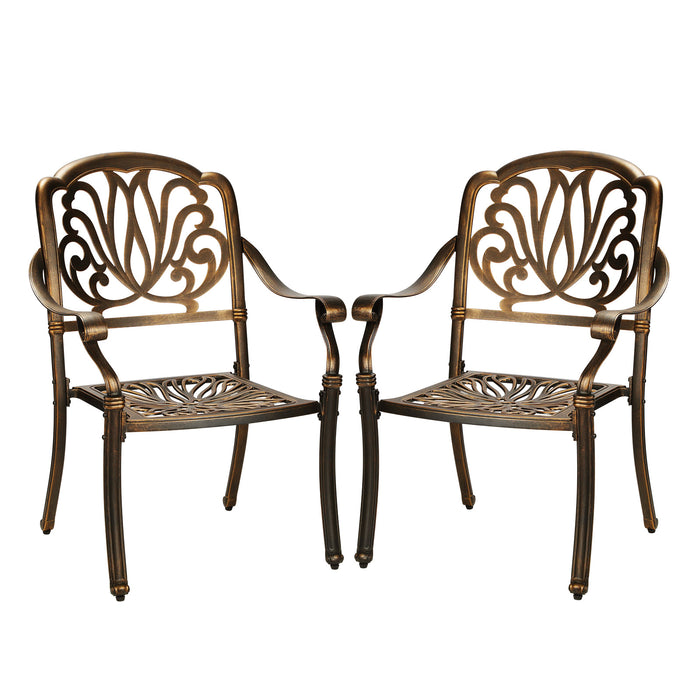 Outdoor Dining Chairs Cast Aluminium Patio Garden Furniture Set Of 2