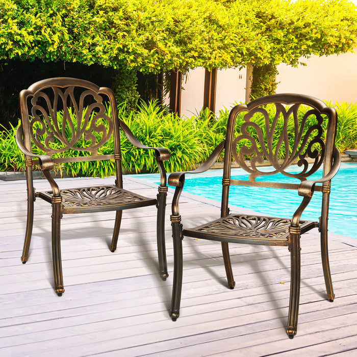 Outdoor Dining Chairs Cast Aluminium Patio Garden Furniture Set Of 2