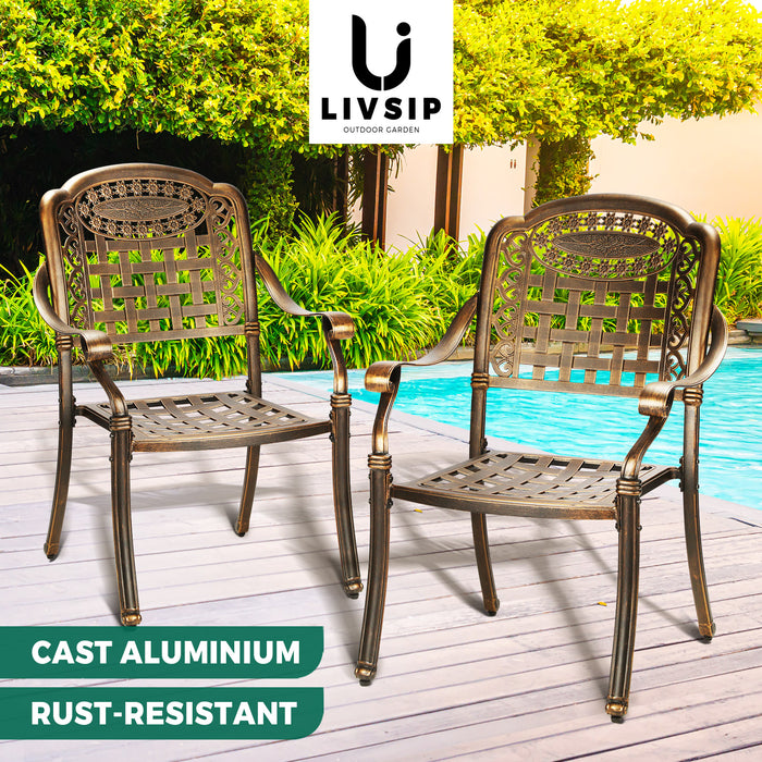 Outdoor Furniture Dining Chairs Cast Aluminium Garden Patio Chairs X2