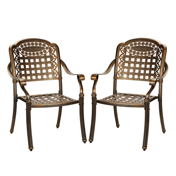 Outdoor Furniture Dining Chairs Cast Aluminium Garden Patio Chairs X2