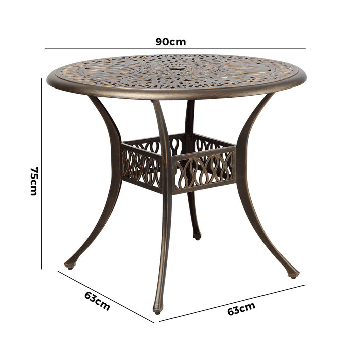 Garden Table Bronze Cast Aluminium Outdoor Patio Dining Side Table 75Cm