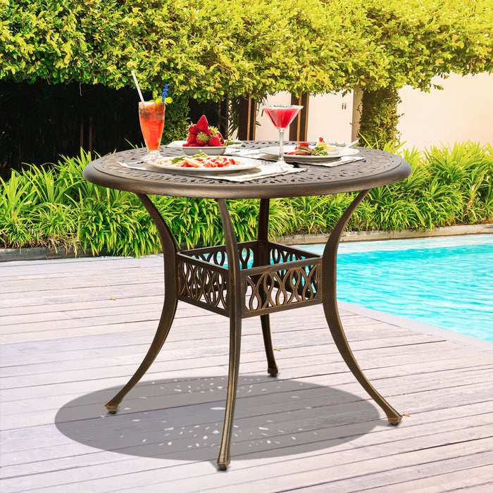 Garden Table Bronze Cast Aluminium Outdoor Patio Dining Side Table 75Cm