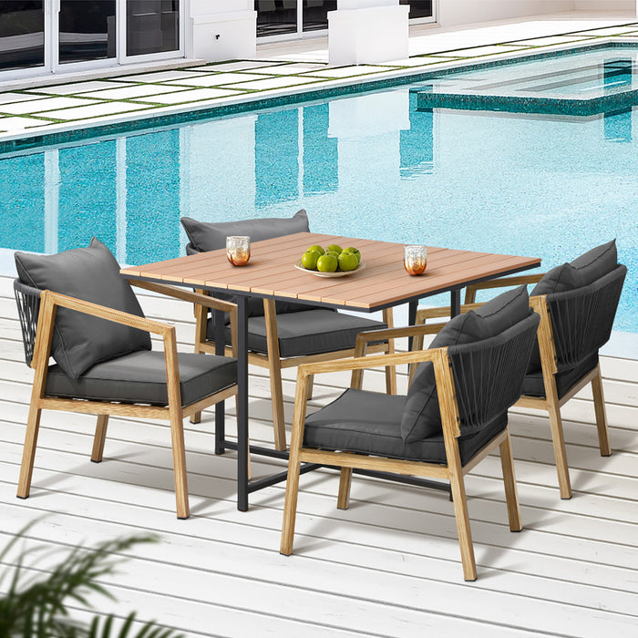 5Pcs Outdoor Patio Set Furniture Table Armchair Garden Dining Setting