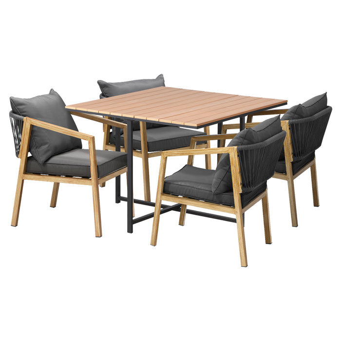 5Pcs Outdoor Patio Set Furniture Table Armchair Garden Dining Setting