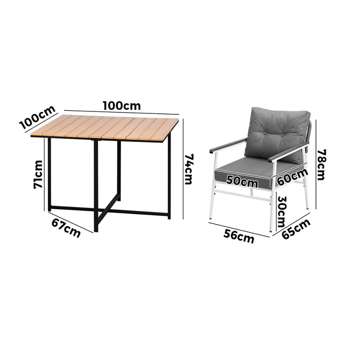 Outdoor Dining Set Patio Furniture Setting Garden Table And Chairs 5Pcs