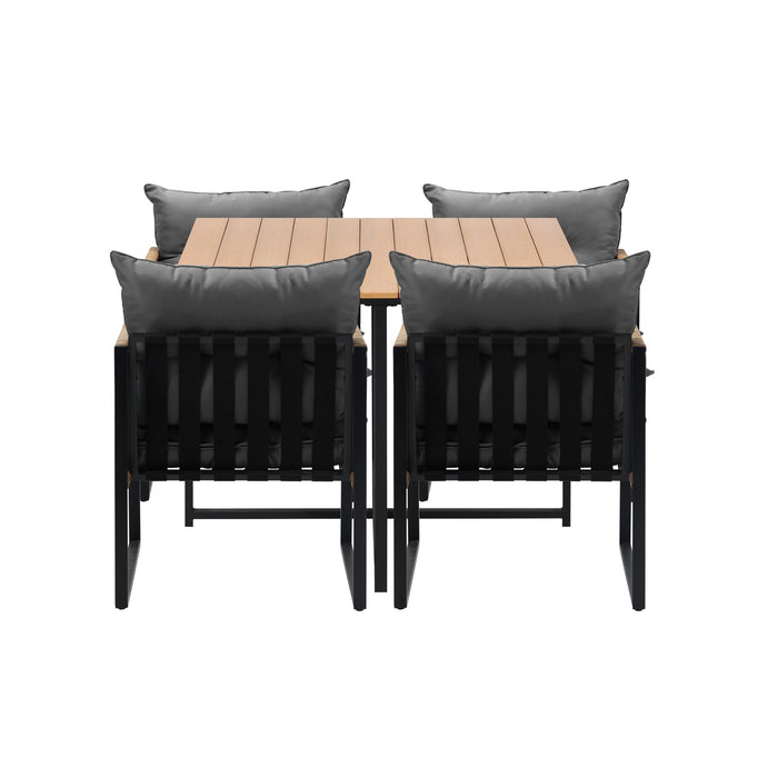 Outdoor Dining Set Furniture Patio Setting Wood-Plastic Table 4 Seater