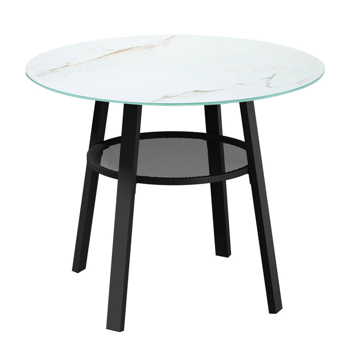 Outdoor Patio Set Furniture 4 Seater Bistro Setting Table W/Storage Shelf