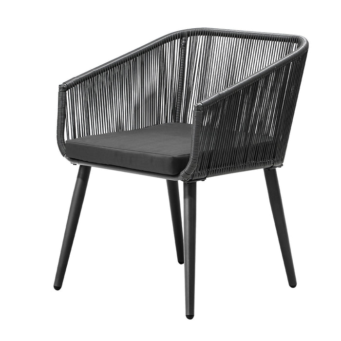 3Pcs Outdoor Dining Setting Marble-Style Table Patio Furniture Bistro Set