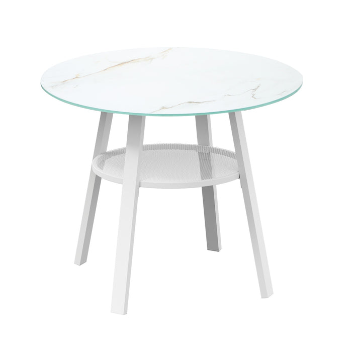 Outdoor Dining Setting Lounge Chair Patio Furniture Bistro Set 3Pcs White