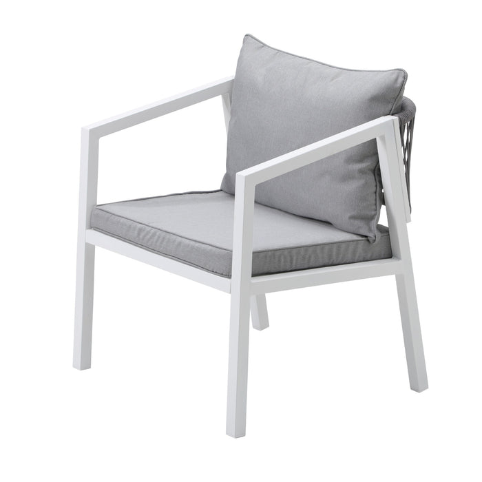 Outdoor Dining Setting Lounge Chair Patio Furniture Bistro Set 3Pcs White