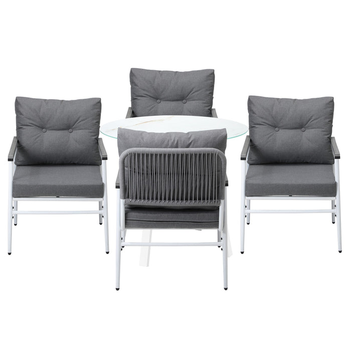 Outdoor Dining Setting Patio Furniture Set 4 Seater Tempered Glass Table