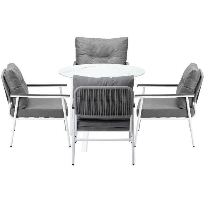 Outdoor Dining Setting Patio Furniture Set 4 Seater Tempered Glass Table