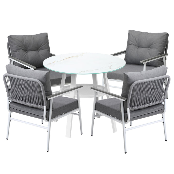 Outdoor Dining Setting Patio Furniture Set 4 Seater Tempered Glass Table