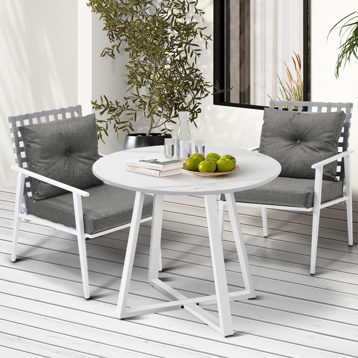Outdoor Dining Set Patio Furniture Setting 3Pcs Round Table Rattan Chair
