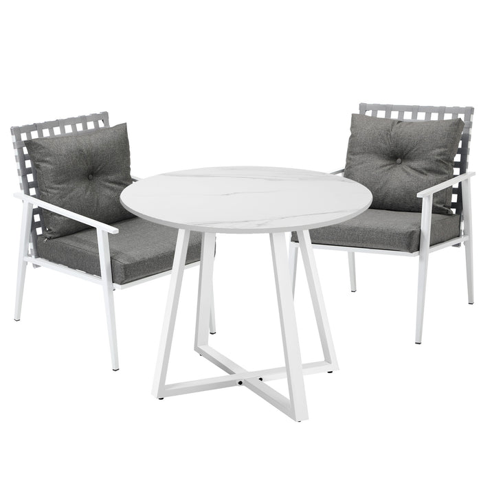 Outdoor Dining Set Patio Furniture Setting 3Pcs Round Table Rattan Chair