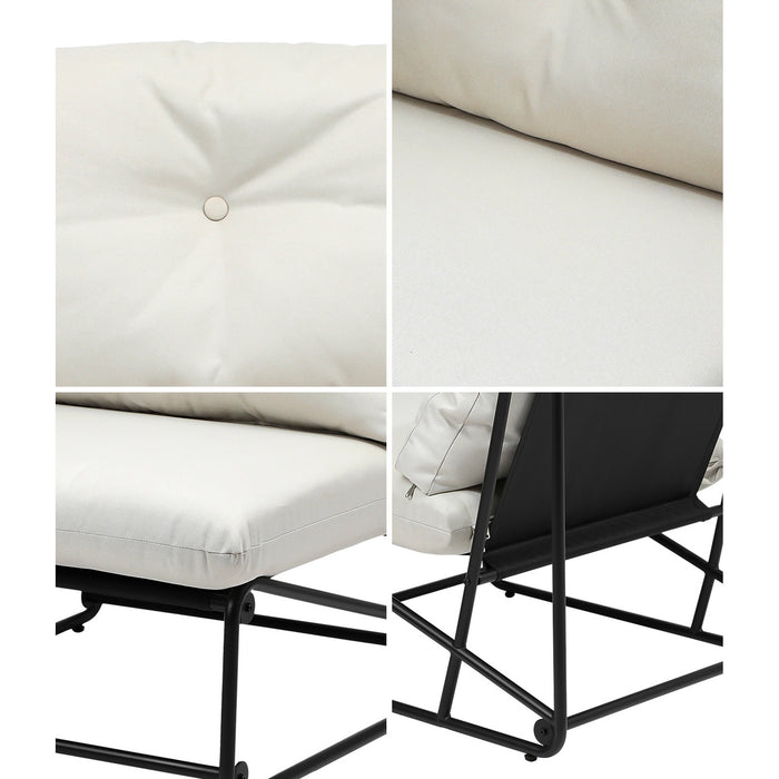 2Pcs Outdoor Dining Chairs Patio Furniture Sofa Lounge Chair Garden Beige