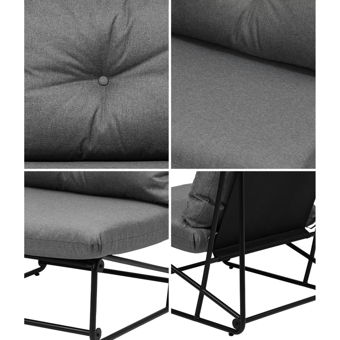 2Pcs Outdoor Dining Chairs Patio Furniture Sofa Lounge Chair Garden Grey