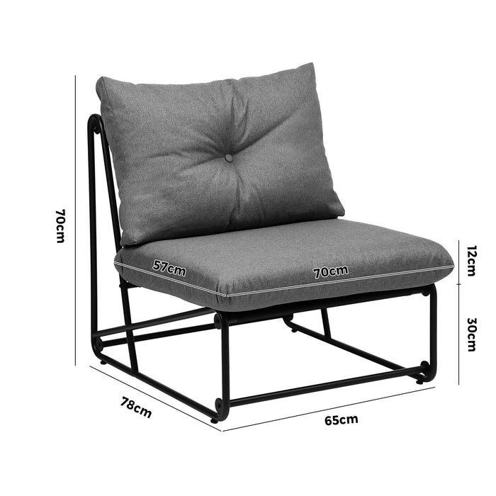 2Pcs Outdoor Dining Chairs Patio Furniture Sofa Lounge Chair Garden Grey