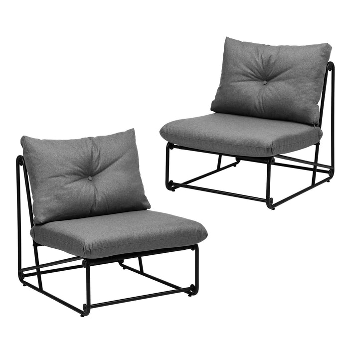 2Pcs Outdoor Dining Chairs Patio Furniture Sofa Lounge Chair Garden Grey