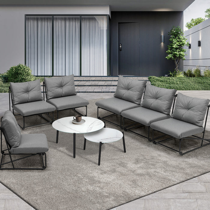 Outdoor Furniture Sofa Set 8 Piece Patio Lounge Setting Table Chairs Grey