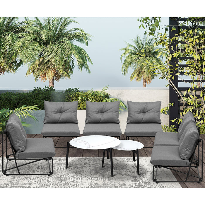 Outdoor Furniture Sofa Set 8 Piece Patio Lounge Setting Table Chairs Grey