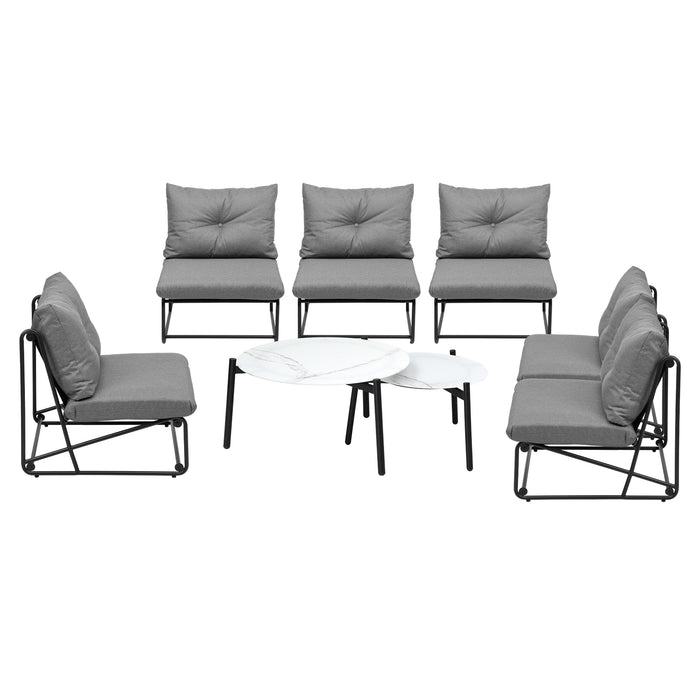 Outdoor Furniture Sofa Set 8 Piece Patio Lounge Setting Table Chairs Grey