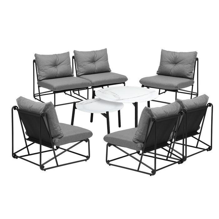 Outdoor Furniture Sofa Set 8 Piece Patio Lounge Setting Table Chairs Grey