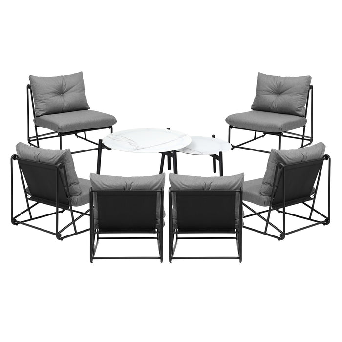 Outdoor Furniture Sofa Set 8 Piece Patio Lounge Setting Table Chairs Grey