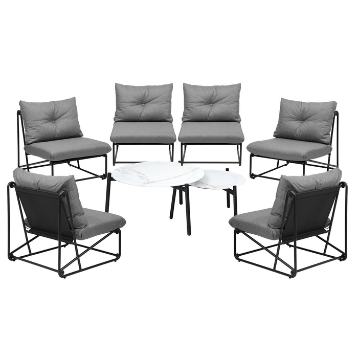 Outdoor Furniture Sofa Set 8 Piece Patio Lounge Setting Table Chairs Grey