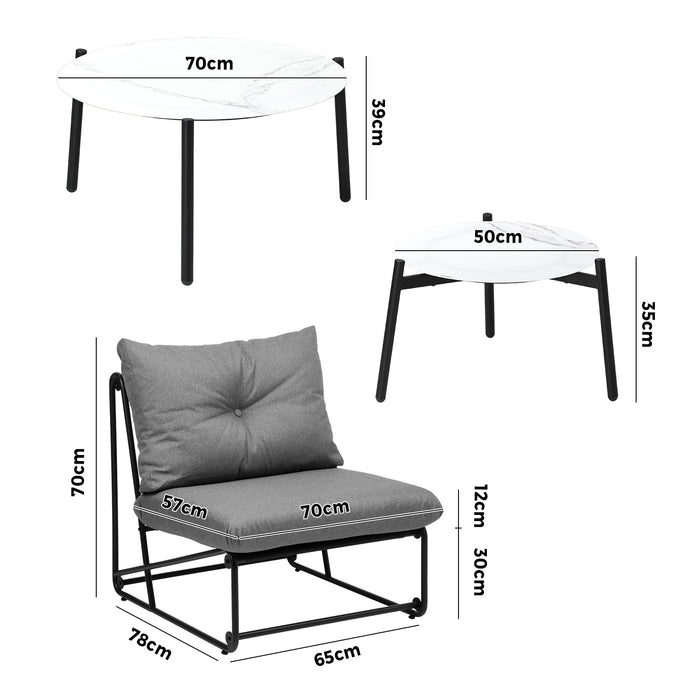 Outdoor Furniture Sofa Set 8 Piece Patio Lounge Setting Table Chairs Grey