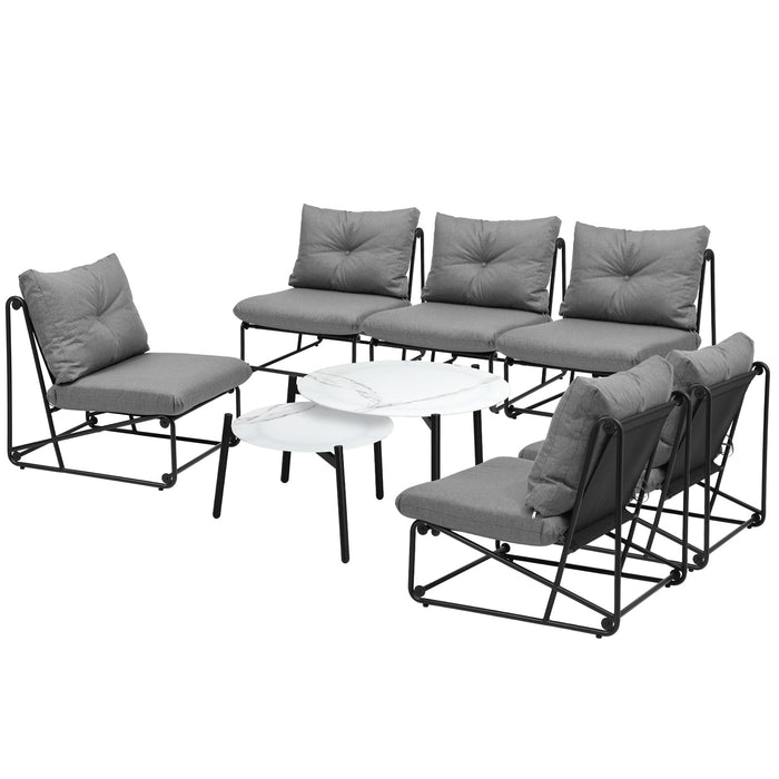 Outdoor Furniture Sofa Set 8 Piece Patio Lounge Setting Table Chairs Grey