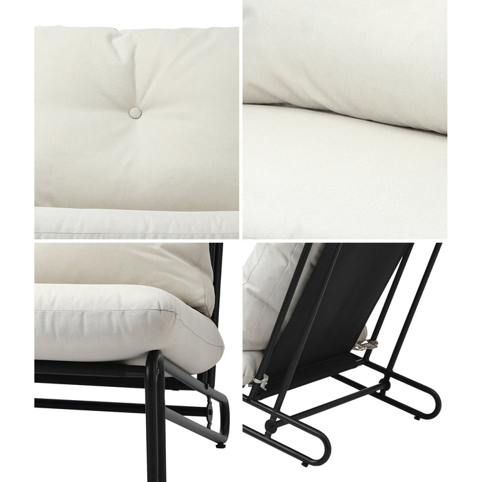 2Pc Outdoor Lounge Chairs Patio Furniture Garden Sofa With Cushions Beige