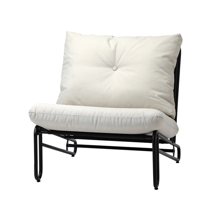 2Pc Outdoor Lounge Chairs Patio Furniture Garden Sofa With Cushions Beige